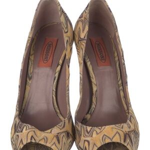 Missoni Women's Zigzag Peep-Toe Heels - Brown and Yellow